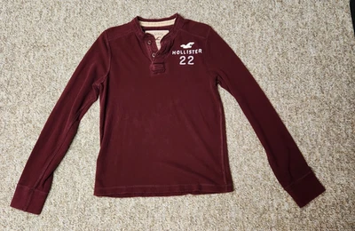 Sudadera Pullover HOLLISTER Para Hombre Manga Larga 1/4 Abotonada Roja Talla S Foto 1 de 4