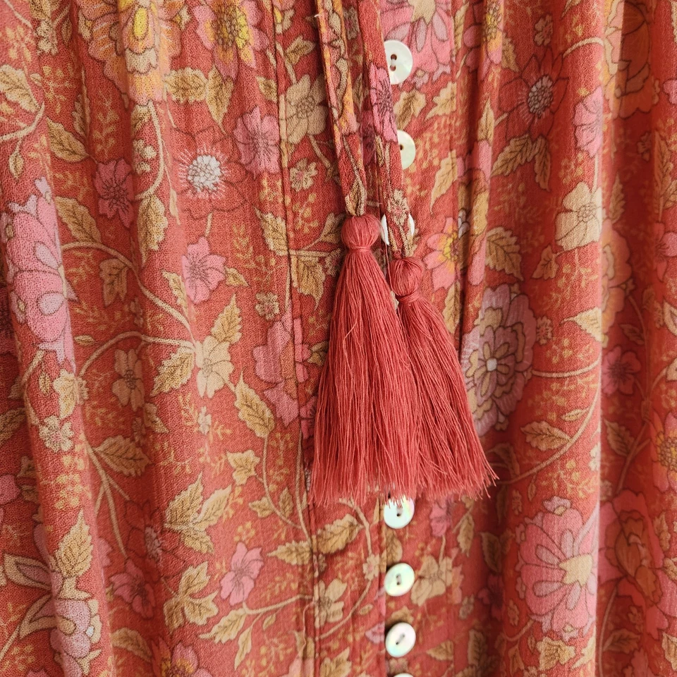 Maxi Falda Boho Floral Rachel Zoe Talla L Madreperla Abotonada Rayón Foto 1 de 4