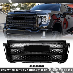 Rejilla de parachoques negra brillante estilo Denali para GMC Sierra 2500 HD/3500 HD 2020-2023 - Imagen 1 de 10
