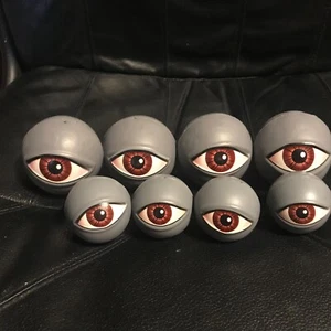Halloween Eyeball Orbs Spooky Prop Decor Set of 8 Gray flat bottom for stability - Picture 1 of 7