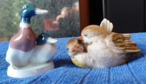 2 kleine Plastiken, Kunststein + Porzellan, Vögel/Enten... sehr niedlich, Deko - Bild 1 von 4