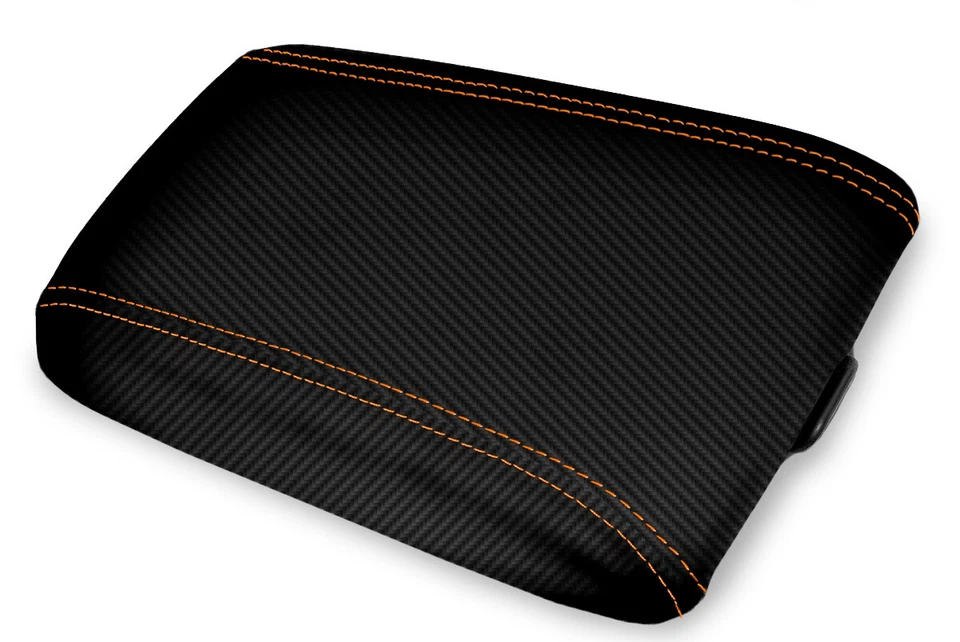 Fits 2004-2006 Pontiac GTO Carbon Fiber Console Lid Armrest Cover Orange Stitch Foto 1 de 4