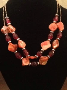 ELEMENTOS, Collar en Tonos de Rosa/Plata/Mini-Cuentas, 17-20". NUEVO - Imagen 1 de 12