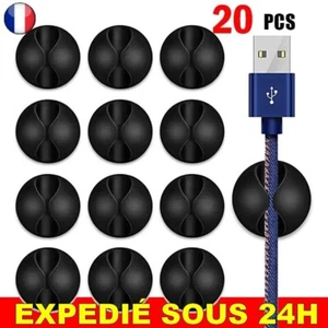 ✅ 20 PCS Câble Clip Enrouleur Organisateur Rond Chargeur Cordon Clips Bureau - Bild 1 von 7