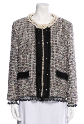 Auténtica Escada, Chaqueta Clásica Mujer Tweed Encaje, Blanco y Negro, Talla XL  Foto 1 de 3