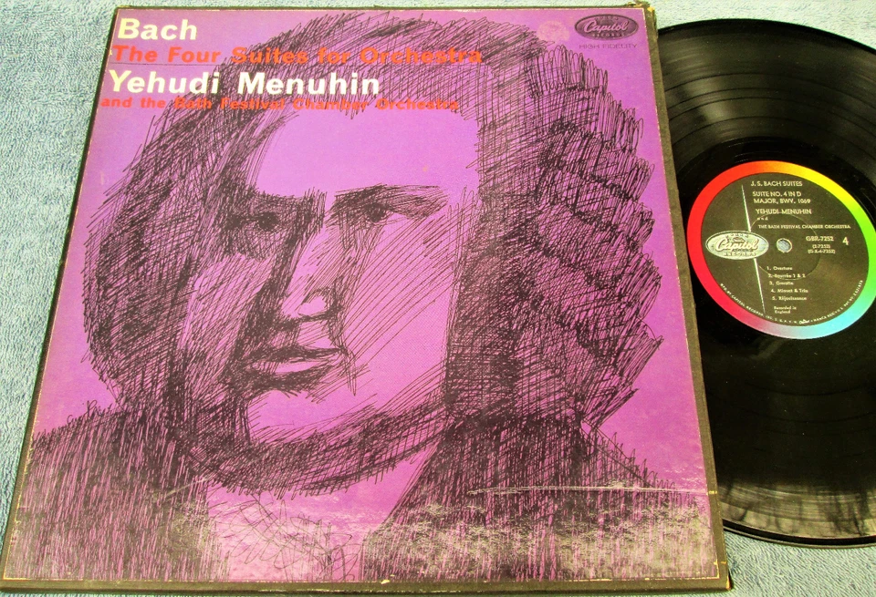 YEHUDI MENUHIN Bach Four Suites box set 2 MONO LPs GBR 7252 Bath Festival Orch - Image 1 of 1
