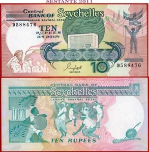 SEYCHELLEN 10 RUPIEN nd 1989 Präfix D P 32 UNC kostenloser Versand ab 100 $ - Bild 1 von 3