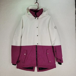 Women's Ski Snowboarding Jacket W/Hood Purple & White Size L Planet Earth - Picture 1 of 12