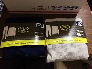 Athletic Works Thermal Underwear Set Boy’s Size XS (4-5) Lot Of 2 Blue & Grey - Picture 1 of 5