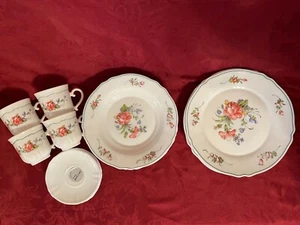 Set of 16 Vintage Arcopal Scalloped Peony Blossom Dinner Set