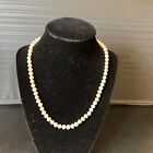10K Yellow Gold Round White Pearl Necklace By Cp 17.5"