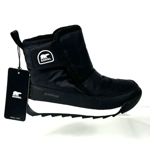 SOREL Children’s Boots Size 11 Whitney II Plus Black Waterproof Bootie Hook Loop - Picture 1 of 12
