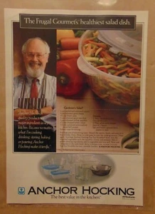 JEFF SMITH TV Chef PBS Show Frugal Gourmet ANCHOR HOCKING AÑOS 90 Publicidad impresa - Imagen 1 de 1
