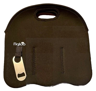 Pacote com 6 abridores de garrafa de cerveja Igloo de neoprene com isolamento macio abridor preto - Imagem 1 de 4