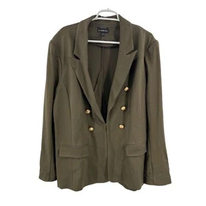 Lane Bryant The Bryant Blazer olive army green plus size gold button 26 rayon - Picture 1 of 10