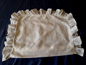 N05 ANCIENNE TAIE D'OREILLER DE BEBE COTON BRODE VINTAGE baby pillowcase - Imagen 1 de 7