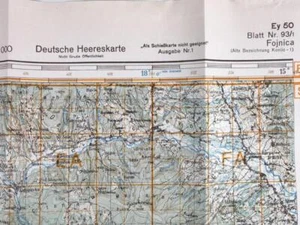 Deutsche Heereskarte 1943 "Fojnica" Bosnien und Herzegowina - Picture 1 of 7