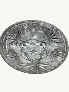 Vintage Starburst Pattern Clear Glass Footed Bowl - Picture 1 of 11