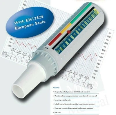 Pinnacle Peak Flow Meter Measures Asthma Respiratory Lung Capacity (EU Range)
