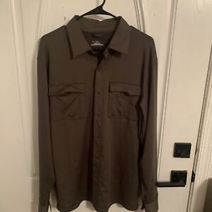 Under Armour Shirt Mens Large Olive Green ColdGear Button Up Size Large