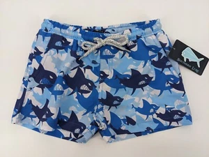 NWT Southern Lure Boy Swim Trunks Size 6 Blue Sharks - Picture 1 of 12