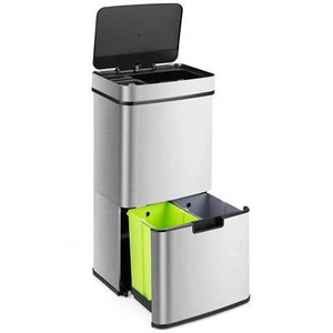 19 Gal Kitchen Trash Can w/Stay-open Design Inner Buckets Soft Closing Lid - Picture 1 of 10