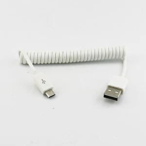 USB 2.0 A Male to USB Micro Male Plug Data Sync Charging Spiral Coiled Cable 3FT - Picture 1 of 6