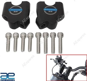 Handle Bar Riser Angled Mount Clamp Set Black For Royal Enfield Hunter 350 @RE - Picture 1 of 9