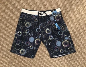 NWT Wave Life Swim Trunks Men’s Size 34 Bubbles Circles Tropical Water  - Picture 1 of 12