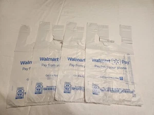 Lot of 8 Walmart White Plastic Grocery Bags Folded Art Crafts Trash Bag NEW - Picture 1 of 4