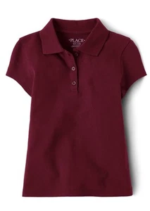 Children’s Place Girls Uniform Pique Polo - Burgundy - Picture 1 of 2