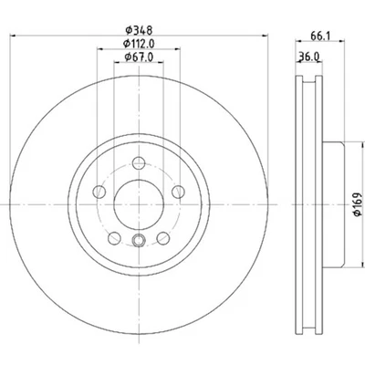Rotor de freno de disco Hella Pagid 355133621 para modelos BMW seleccionados 16-22 Foto 1 de 4