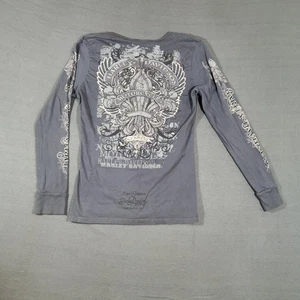 Camisa Harley Davidson para mujer talla XL gris manga larga tachonada cuello en V aflicción - Imagen 1 de 14