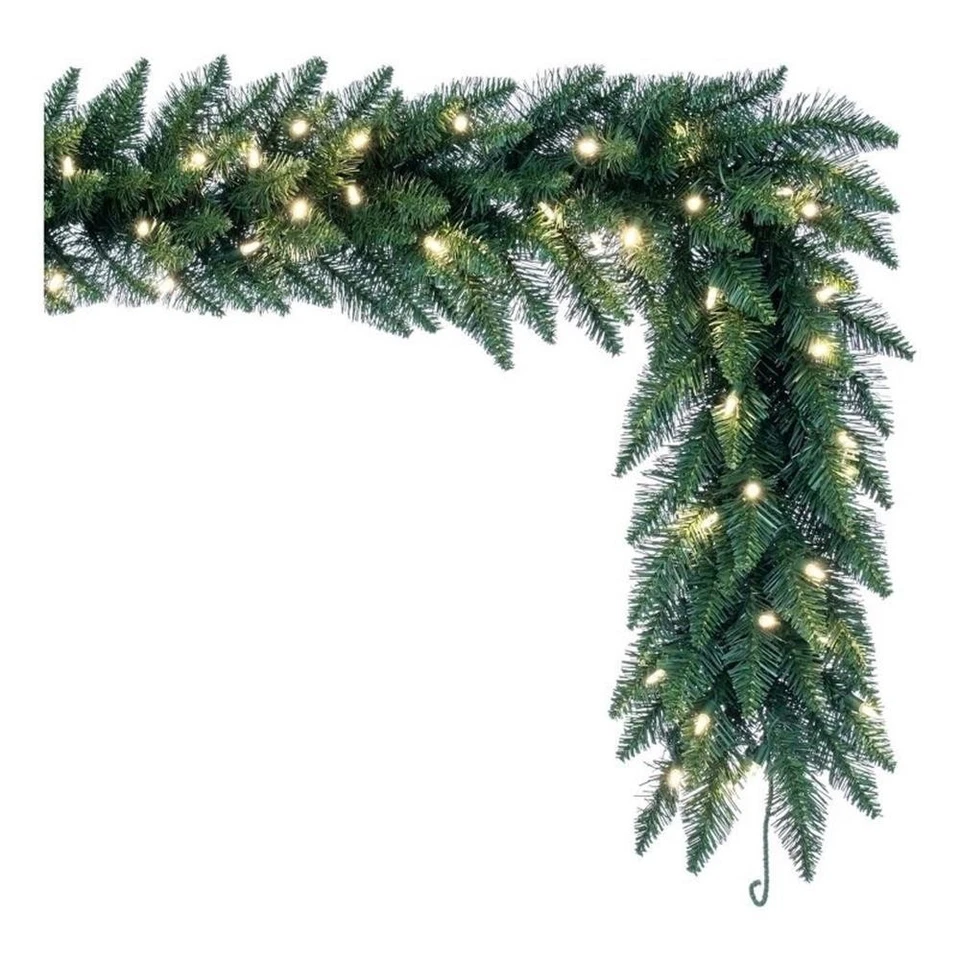 Светодиодные лампы Vickerman 50 x 14 дюймов из камдонской пихты искусственная рождественская гирлянда зеленого цвета - Изображение 1 из 1