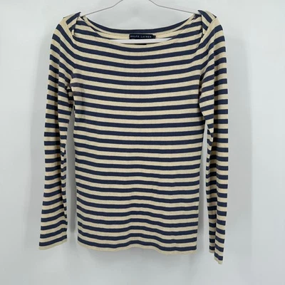 Ralph Lauren Womens Top Size M Nautical Coastal Boat Neck Old Money Quiet Luxury - Image 1 of 4