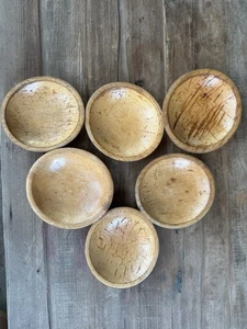 Vintage Munising Wood Bowls Hand Turned Set Of 6 Farmhouse Primitive 7” - Picture 1 of 10