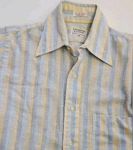Vintage GANT Shirtmakers x Strawbridge Derby Linen Shirt 60s 70s M • Striped - Picture 1 of 8