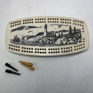 Cribbage Board geätzter Leuchtturm Nordküste Handel Seattle 4 Heringe Anleitung - Bild 1 von 12
