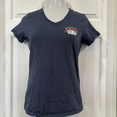 Ron Jon Surf Shop Women’s M Cotton T Shirt V Neck  Blue Top Hibiscus - Image 1 of 4