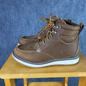 LL Bean Stonington Boots Womens 8.5 Wide Brown Leather Waterproof Lace Up Hiking - Picture 1 of 14