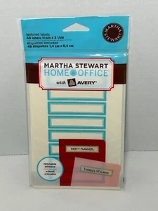 NEW Martha Stewart Home Office Avery 48 Textured Teal Blue Labels 9/16" x 2 1/2" - Picture 1 of 4