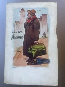 Gerade angekommen Reise Original Antike Postkarte Ephemera - Bild 1 von 5