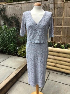 Per Una Silver Grey Sequin Floral Lace Overlay Lined Bodycon Dress Size 12 BNWT - Picture 1 of 11