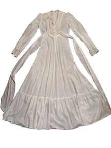 Abito da sposa vintage cottage core boho pizzo prateria avorio taglia 9/10 - Foto 1 di 18
