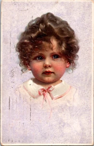 Linda postal vintage de ojos azules de niña 09,74 - Imagen 1 de 2