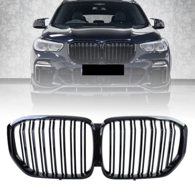 Gloss Black Dual Slats Front Bumper Grille for BMW X5 G05 2019-2022 - image 1 of 4