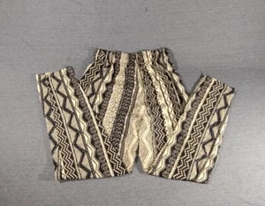 Ambiance Apparel Young Adult Large Loose Fit Pants Black Beige Print 26" Waist - Picture 1 of 10
