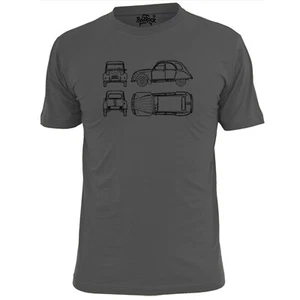 Mens Citroen 2CV Club 1975 Blueprint Retro Car T Shirt Classic Motor - Imagen 1 de 2