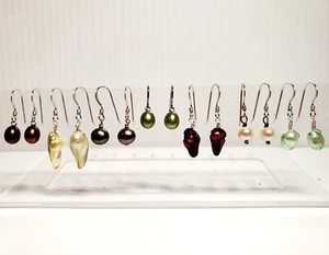 7 Tage echte Perlen Ohrringe verschiedene Farben ALLE MASSIV STERLING 925 SILBER - Bild 1 von 7