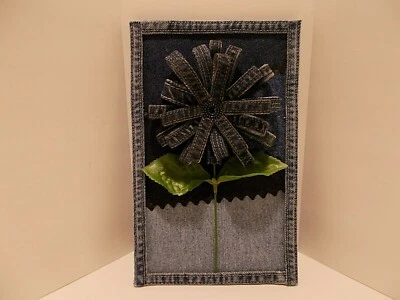 Arte de pared de mezclilla reciclado flor cremallera costuras de mezclilla hechas a mano - decoración de mezclilla  Foto 1 de 4